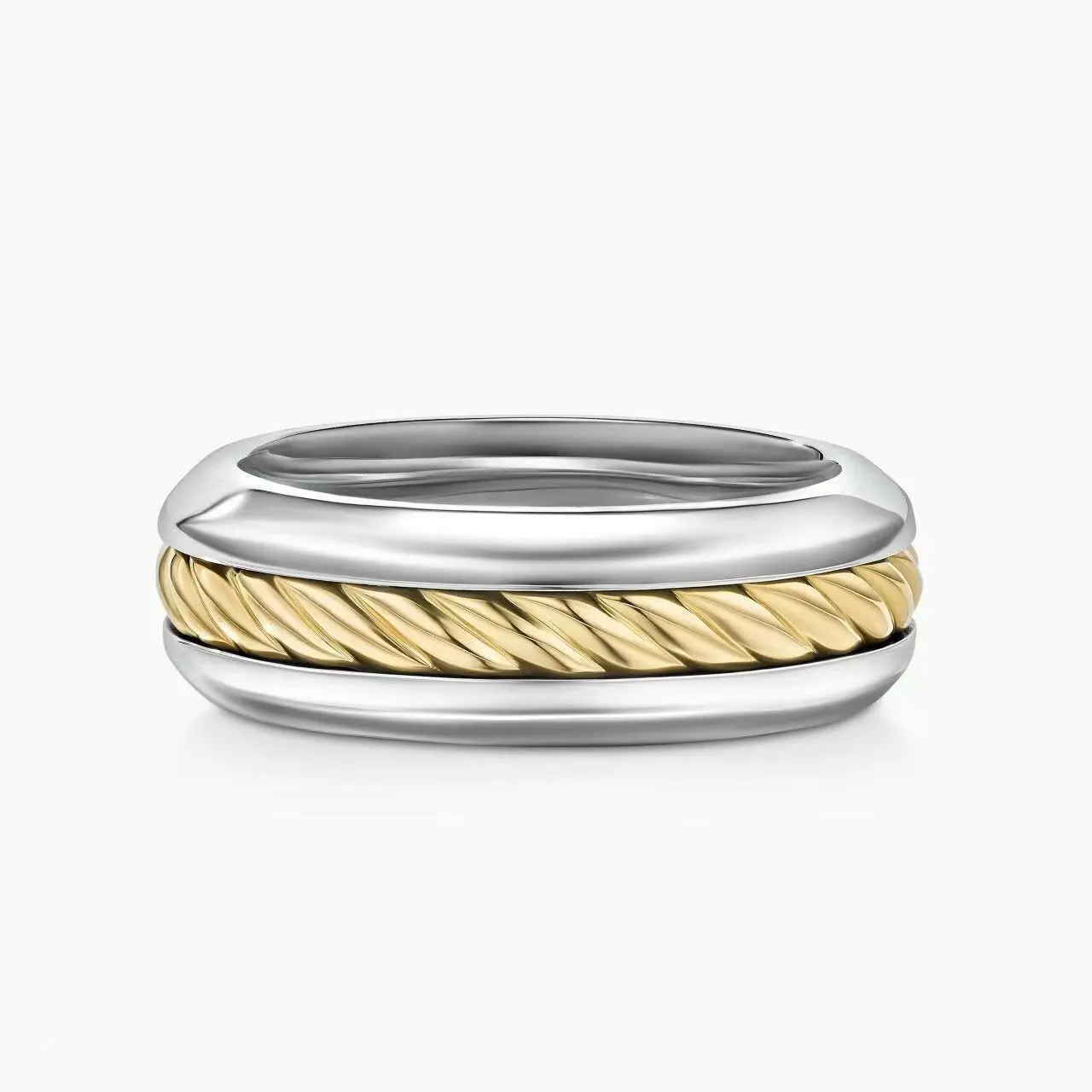 David Yurman Gold and Silver Cable Plain Ring