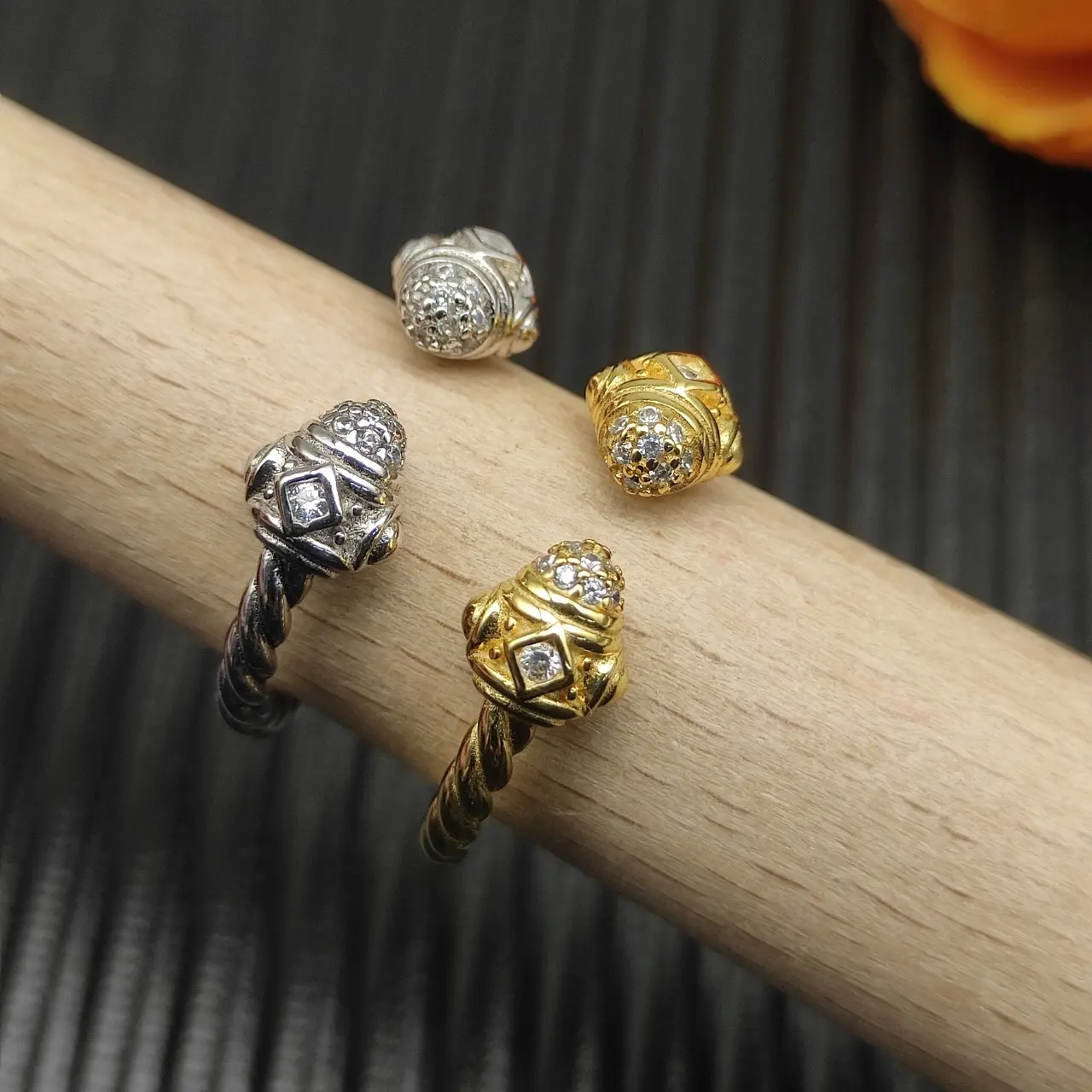 David Yurman Gold Renaissance Pavé Diamond Ring