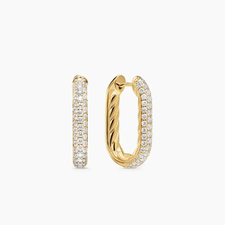 David Yurman Gold 24.3×15.9mm Pavé Hoop Earrings